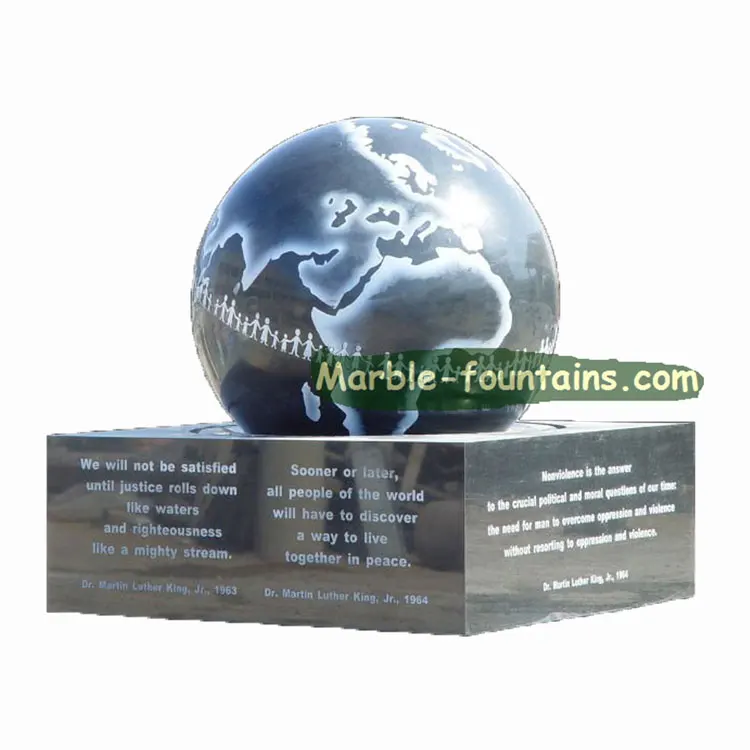 Garden Marble Stone Rolling Rotating Ball Water Fountain Black Granite Sphere Fountain Marble Fountain
