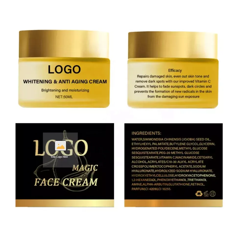 Private Label Anti Aging Wrinkle Black Skin Body Vitamin C Whitening Dark Spot Remover Face Cream