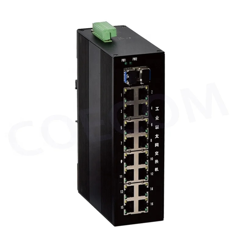 
ROHS Optical Equipment 1000M Industrial Ethernet Switch LC Fiber Switches SFP to RJ45 16 Port Ethernet Switch 