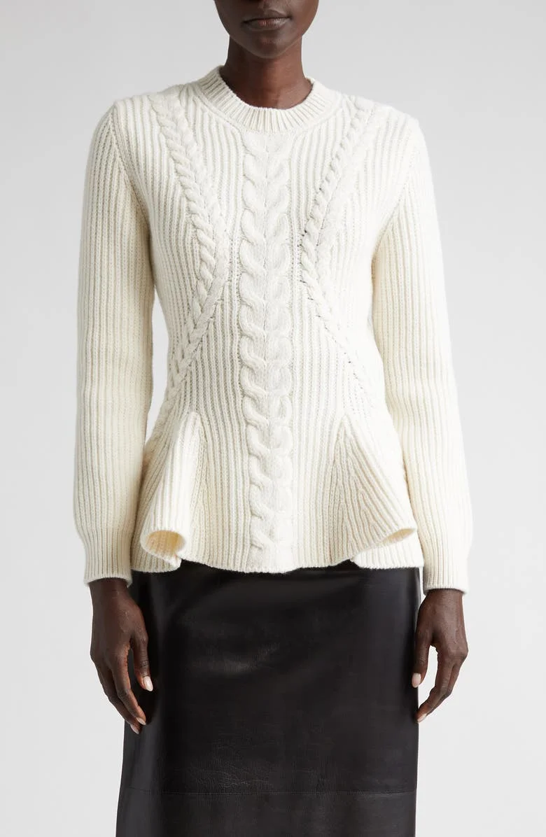 Custom Cable Knit Wool Cashmere Rib High Quality Ladies Sweater