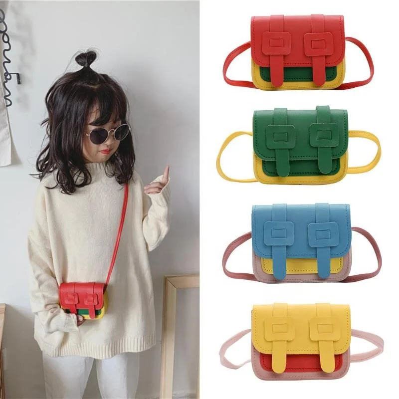 high quality mini Hit Color Shoulder Messenger Bags stylish elegant soft leather kids handbag