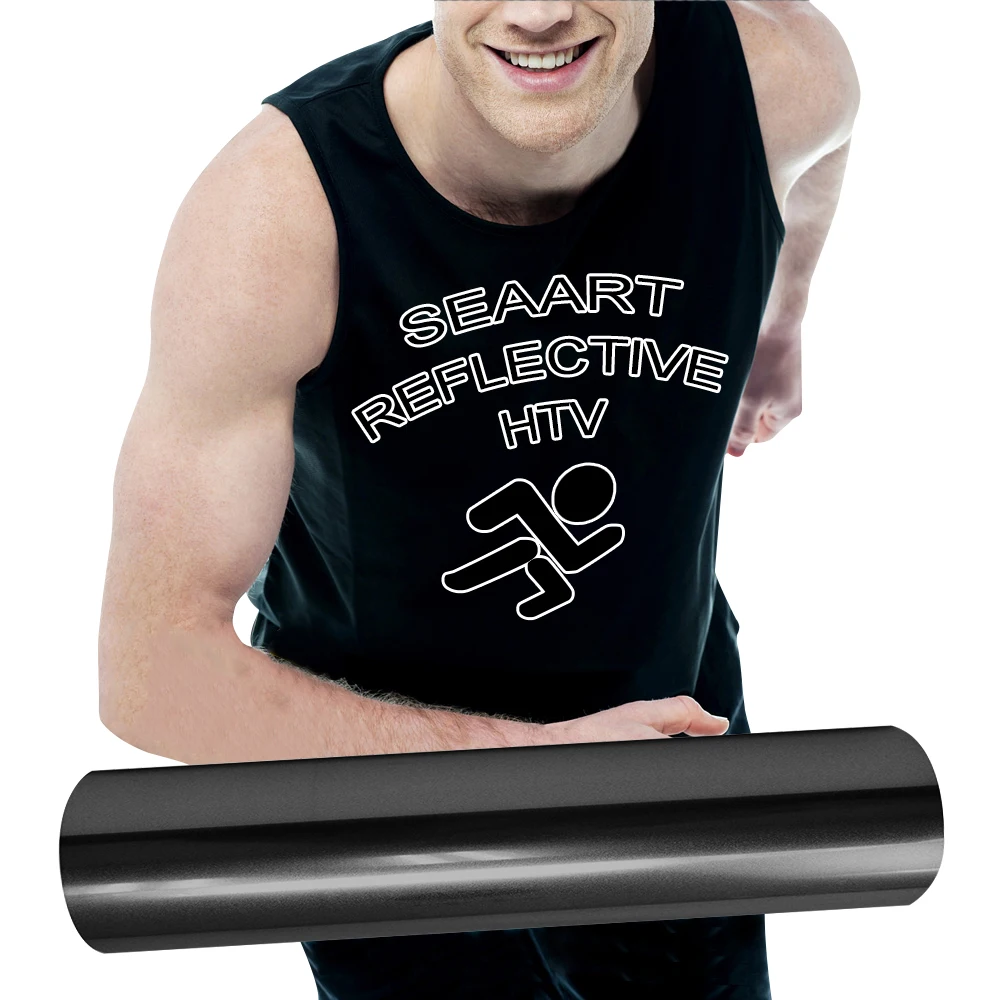 HTV рулоны для одежды, отражающая теплопередающая виниловая черная пленка, ПУ отражающая серебряная пленка 1 кг/см2, SEAART,SEAART доступно бесплатно S803