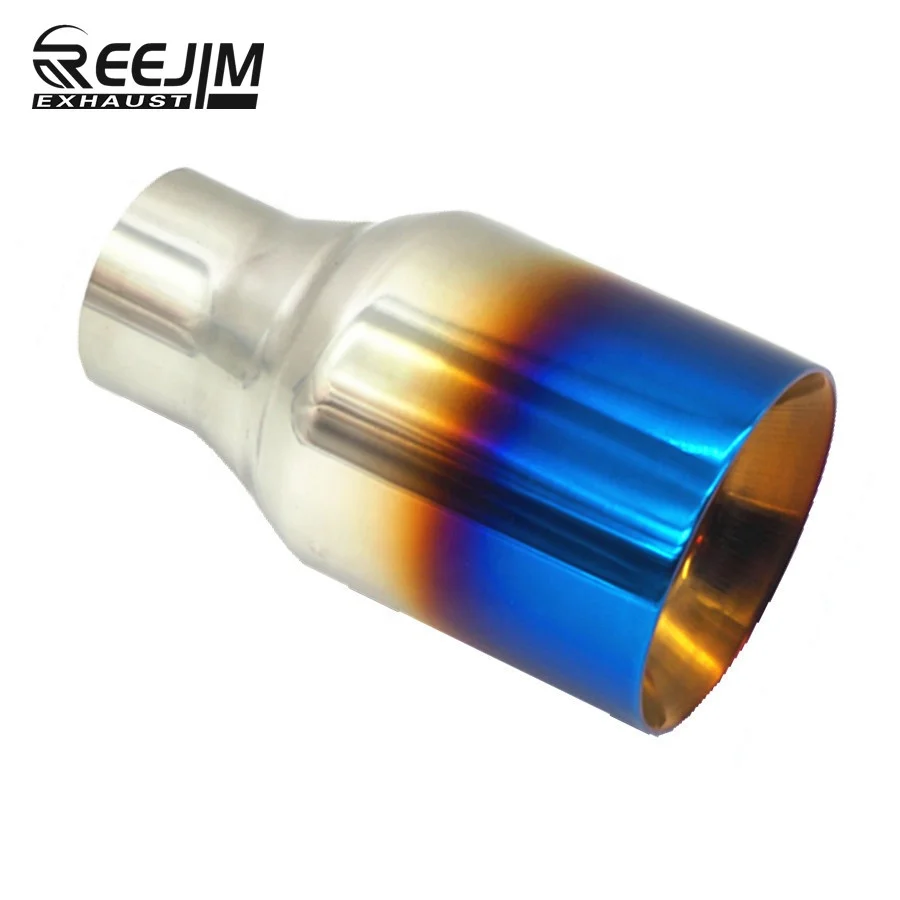 
63mm inlet 101mm outlet Blue Burnt Stainless Steel Universal exhaustr tip straight cut outlet 