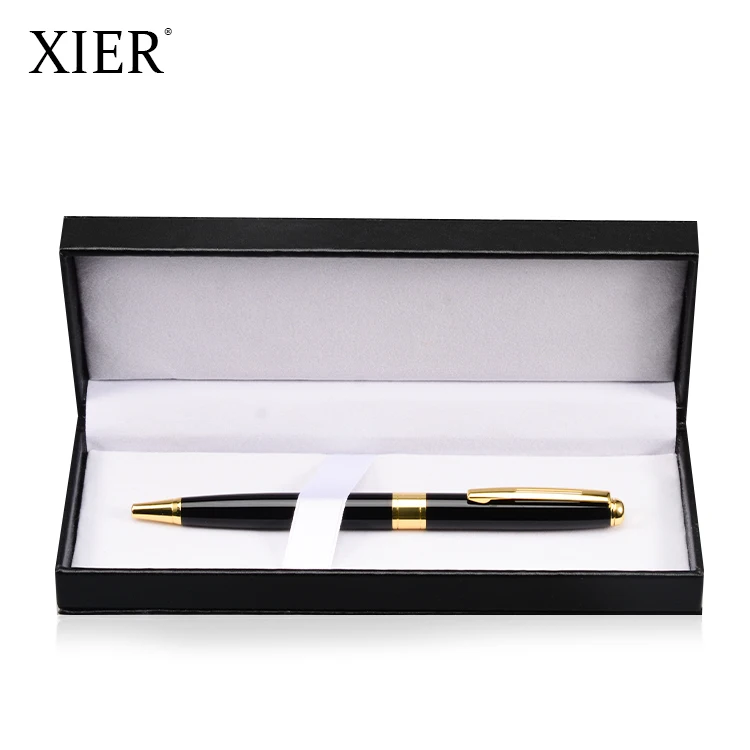 Hot Sale PU Leather Plastic Business Advertising Gift Pen Box + Metal Roller Pen Set Can Be Customized Logo