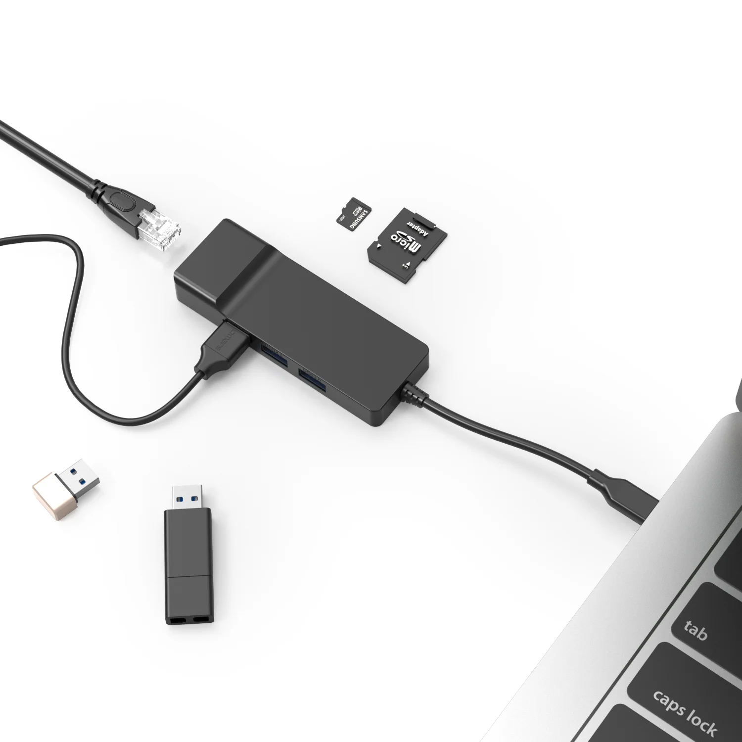 New arrival hot sale hub usb 6 ports type c to usb2.0 usb3.0 rj45 sd/tf for macbook pro docking station 100 Mbps Internet speed