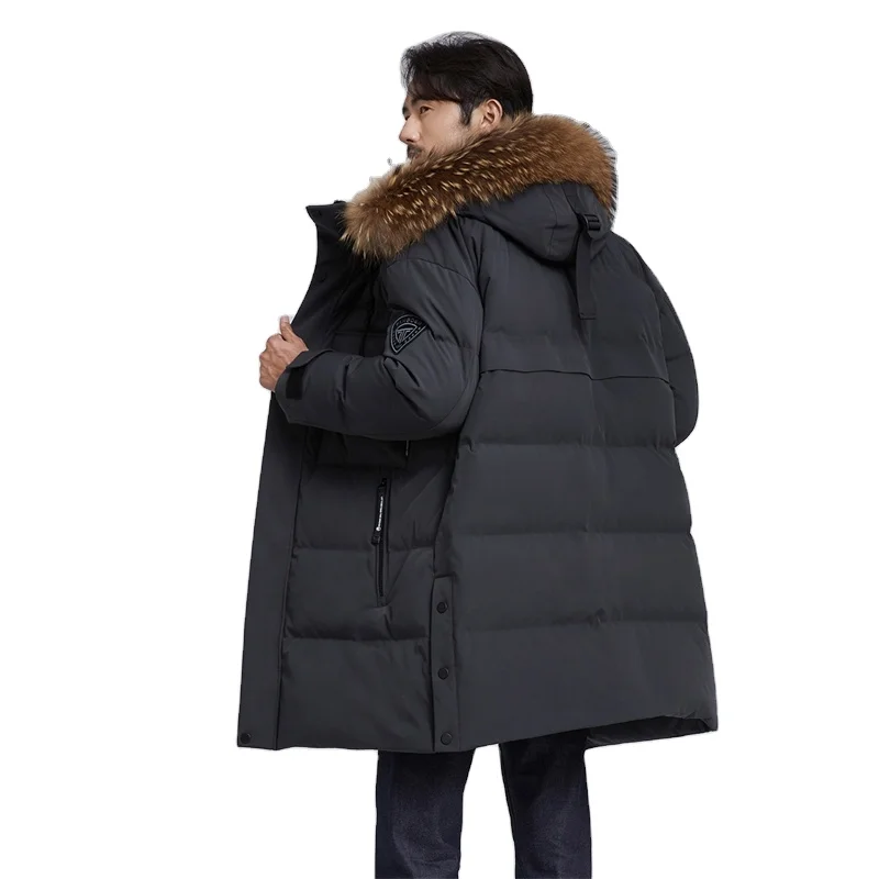 Warm and thick winter down coat with fur collar mens bubble jacket
