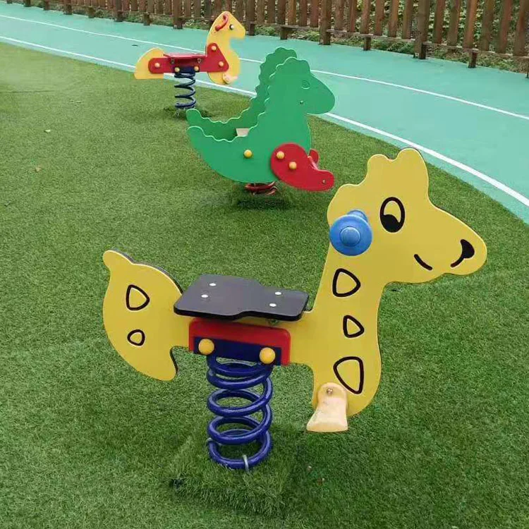 Qunzhen Customized Children Amusement Park Outdoor Playground Kids PE Board Rocking Horse