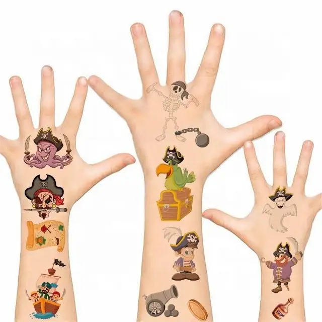 Customize Hot Cartoon Pirate Series temporary little sticker tattoo waterproof Birthday Party Favors For Kids