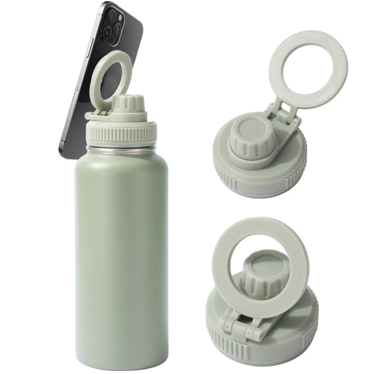 New Custom Magnetic Phone Holder Insulated Vacuum Travel Drinking Flask Magnetic Water Bottle Drinks Cups With Lids