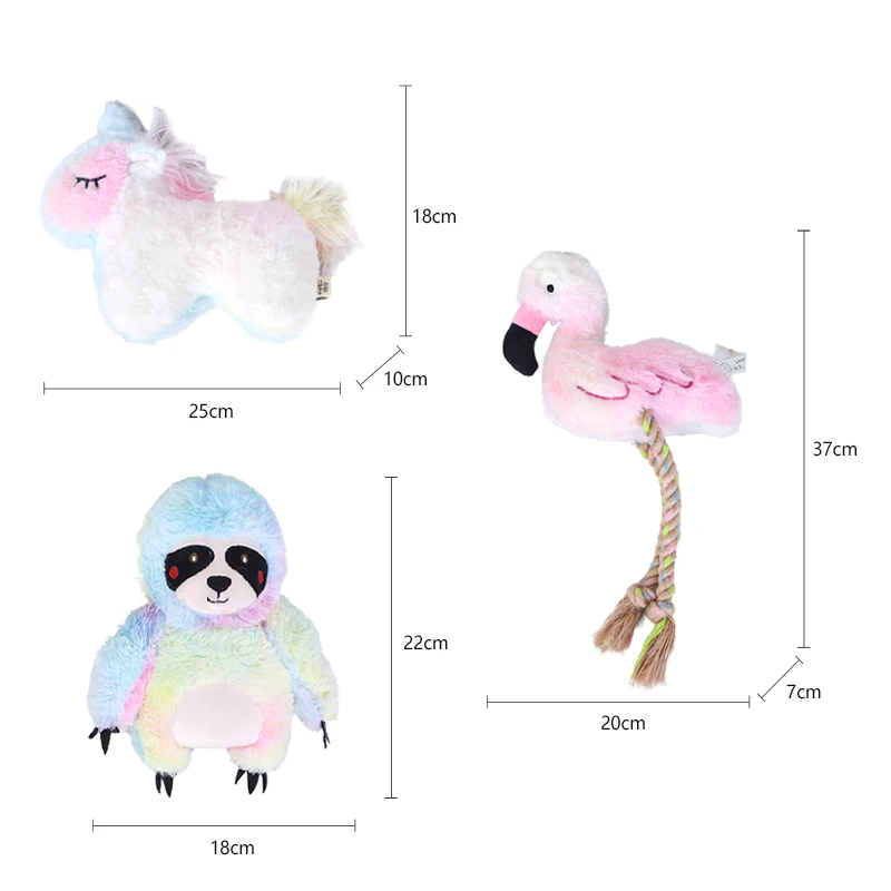 Anxiety Relief Dog Chew Toys Unicorn Heavy Duty Pink Undistruktable Plush Simulation Flamingo Dog Toy With Rope