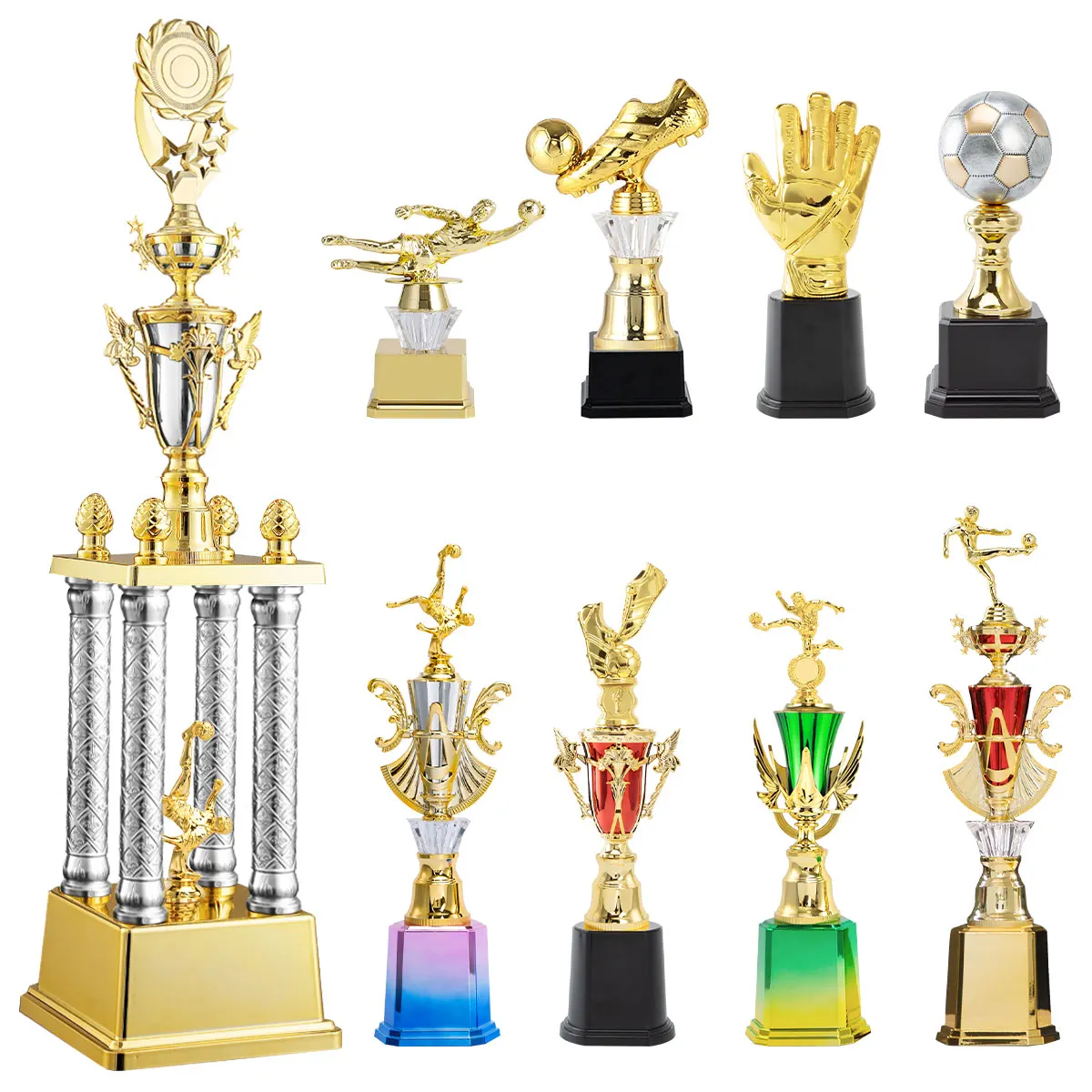 Большой по индивидуальному заказу американский футбольный кубок с золотыми фигурками вратаря