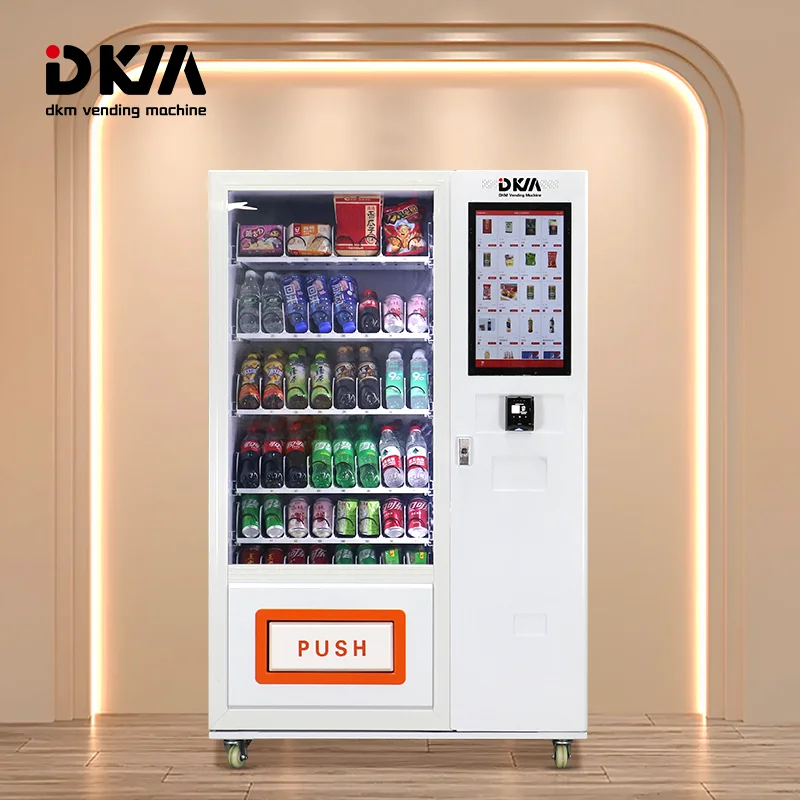 DKM smart lcd custom combo soda chips cooling cold ice frozen soft drink snack vending machine for retail items