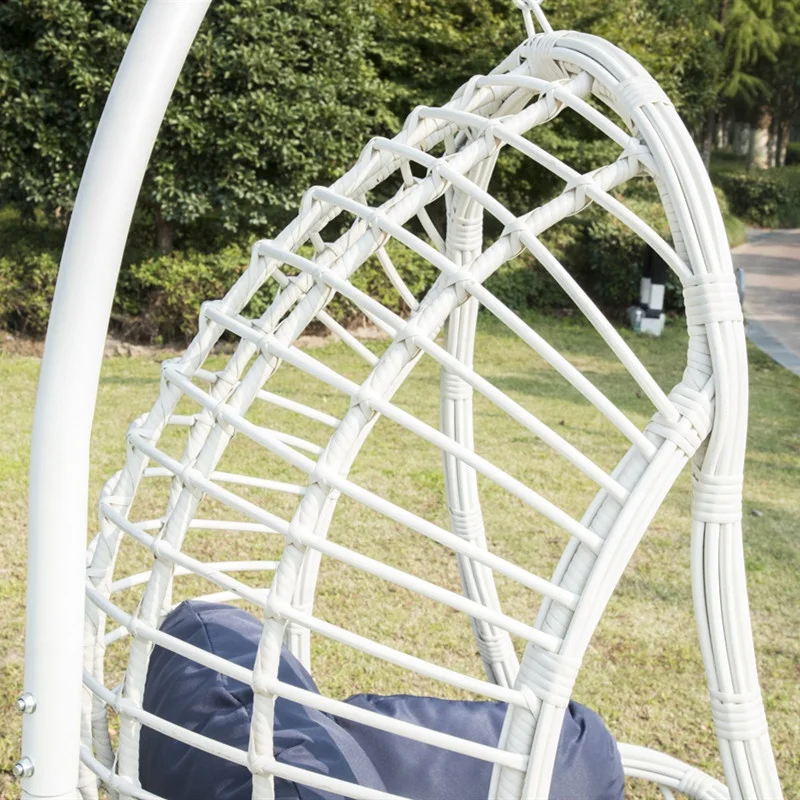 Hanging Curved Chaise Lounge Chair Swing for Backyard indoor outdoor Patio Porch hammock durable wicker rattan weave metal frame