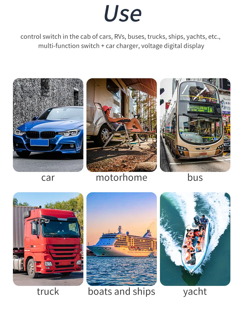 Aluminum Black 4 Gang 12V Switch Panel Marine Boat Car RV Truck Switch Panels USB Digital Voltmeter