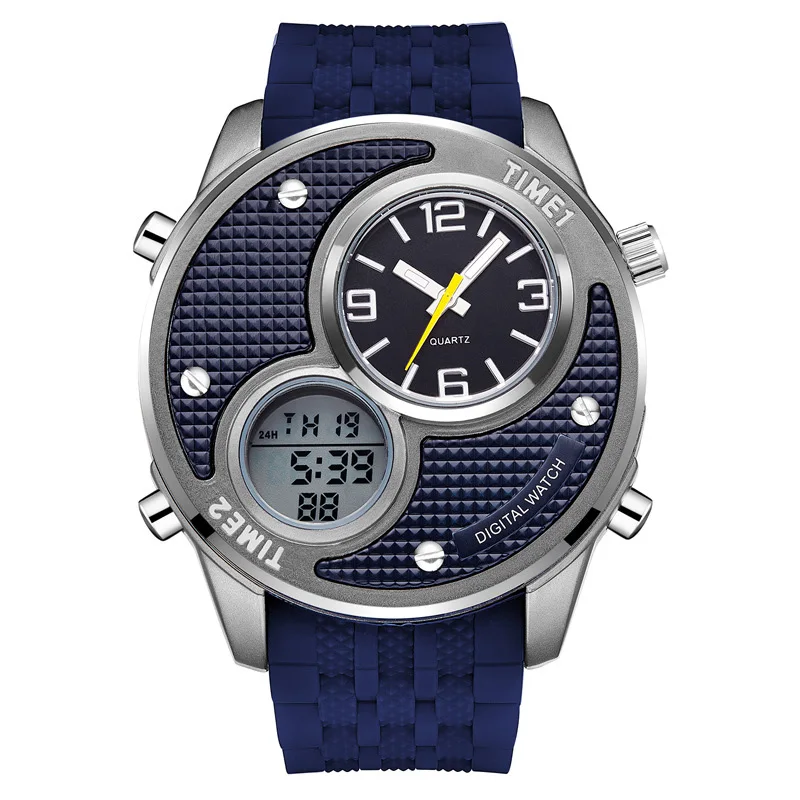 
Luxury Fashion Japanese Quartz Movement Digital and Pointer Alarm Wristwatch 