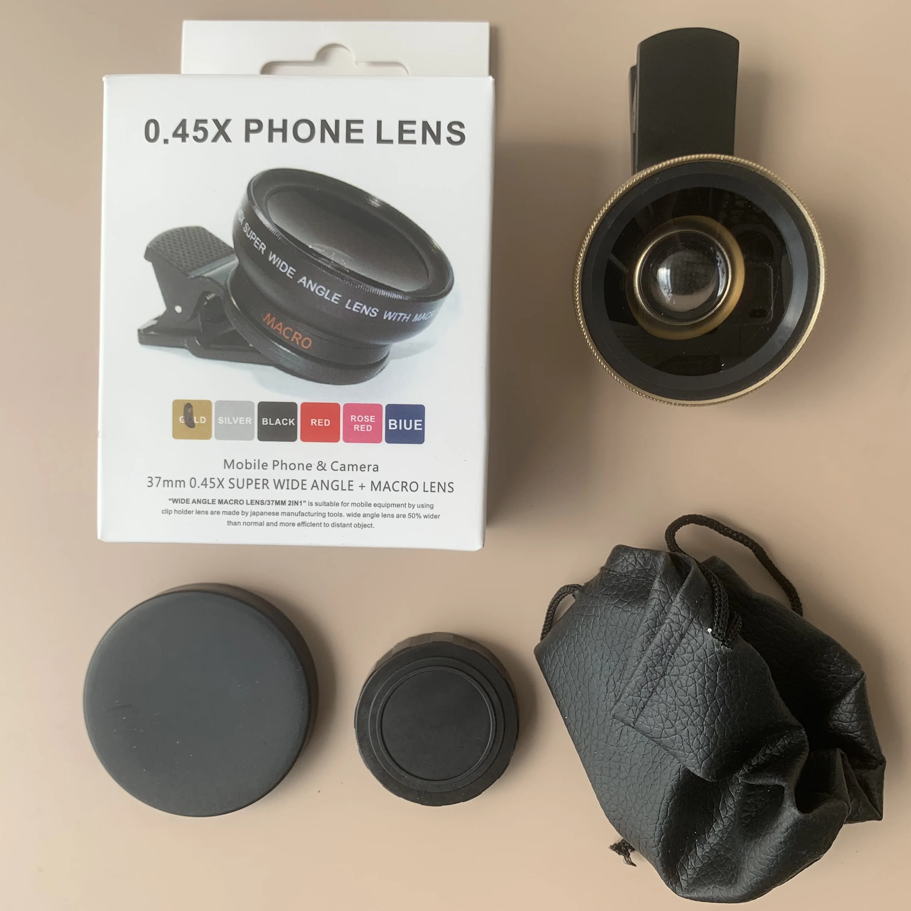 Photography Equipment Universal Closeup 0.45x Wide Angle Clip Camera Lenses Mobile Phone Macro Lens