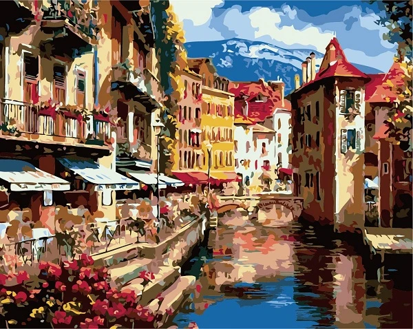 Custom Wholesale Price Landscape Picture Wall Decor Artwork Diy painting by numbers for kids and adult