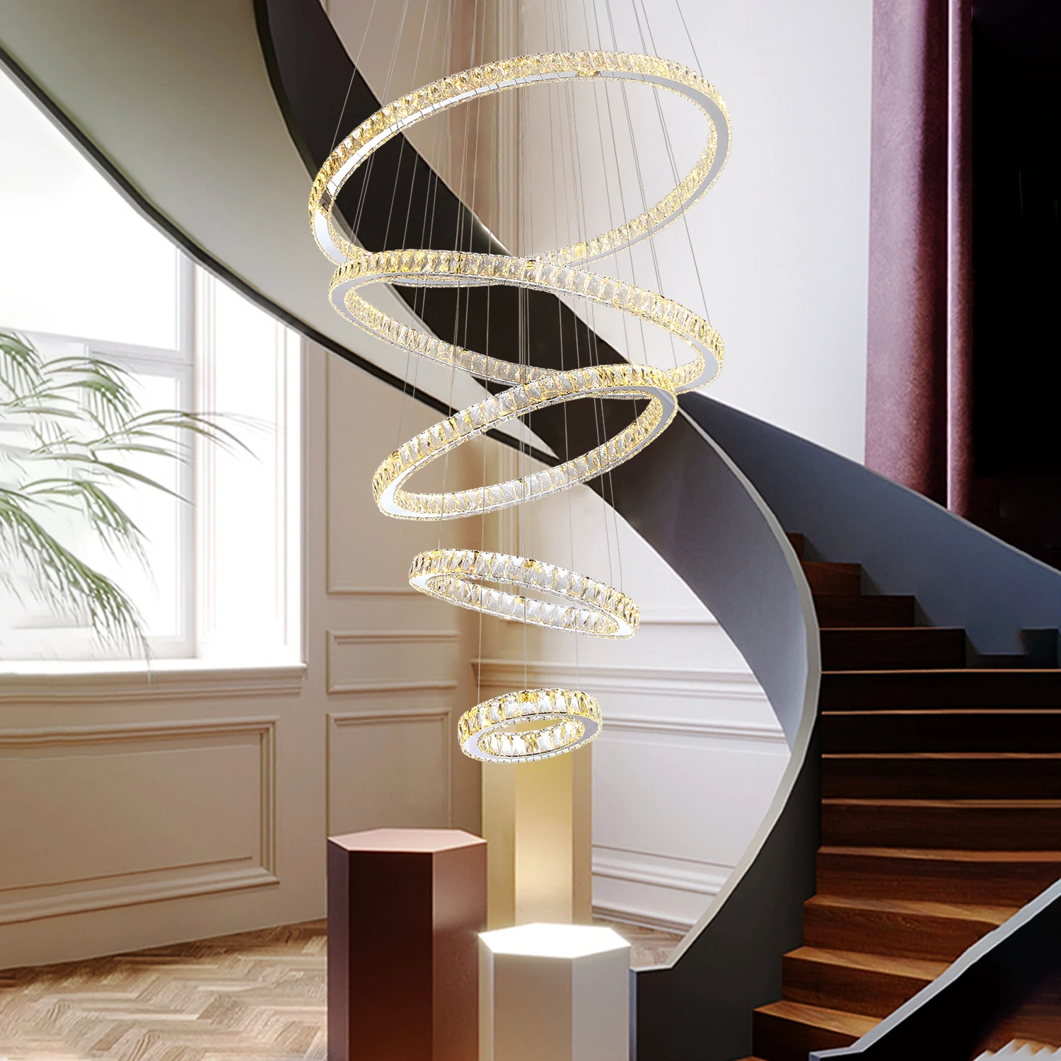 luxurious ceiling light crystal lamp for foyer dining room foyer chandeliers entryway high ceiling modern stair chandelier