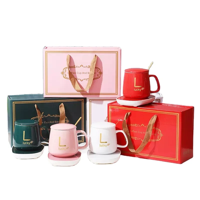 Smart Electric USB Office 55C warmer Cup Heater mug Home Gift set Ceramic Coffee mug