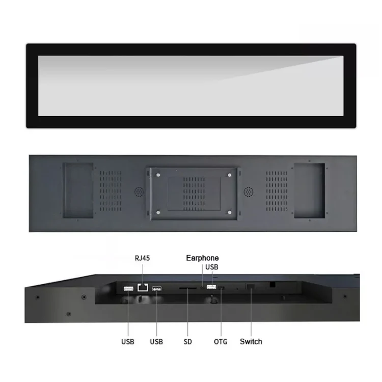 Bar monitor 37 inch instore display shelf top shelf edge lcd screen display