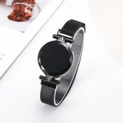 Tiktok girl fashion leisure circular LED touch screen magnetic drill magnetic watch strap electronic stone watch SB12