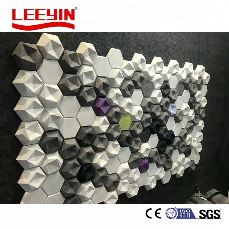 Customized Interior Wall Panel 3D PET Felt Hotel High Density Polyester Acoustic Panels