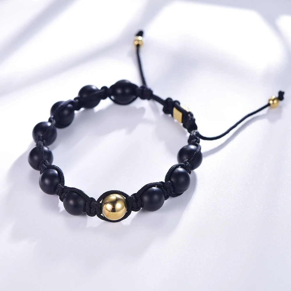 Manufacturing Supplies Made In China Ladies Plain String Natural Gemstone Black Onyx Bracelet