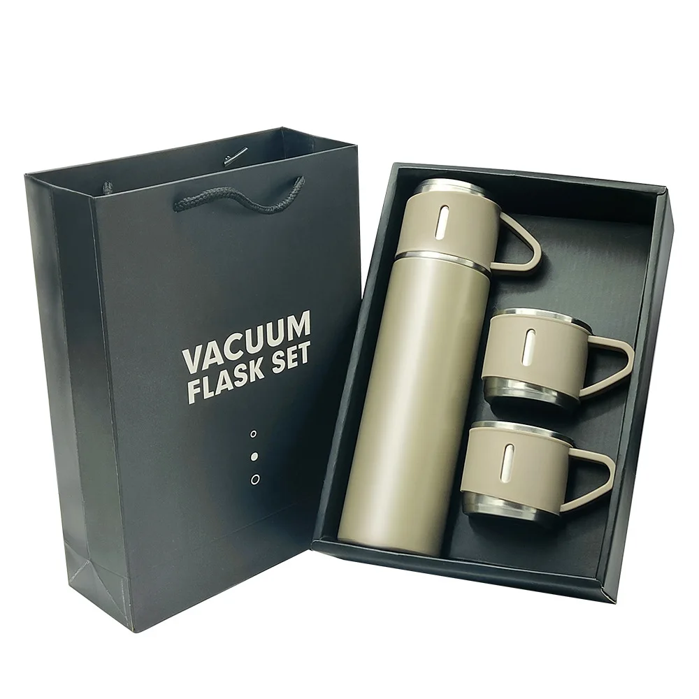 gift box set 500ml vacuum stainless steel thermos cup high-grade spray plastic stainless steel cup support customization logo
