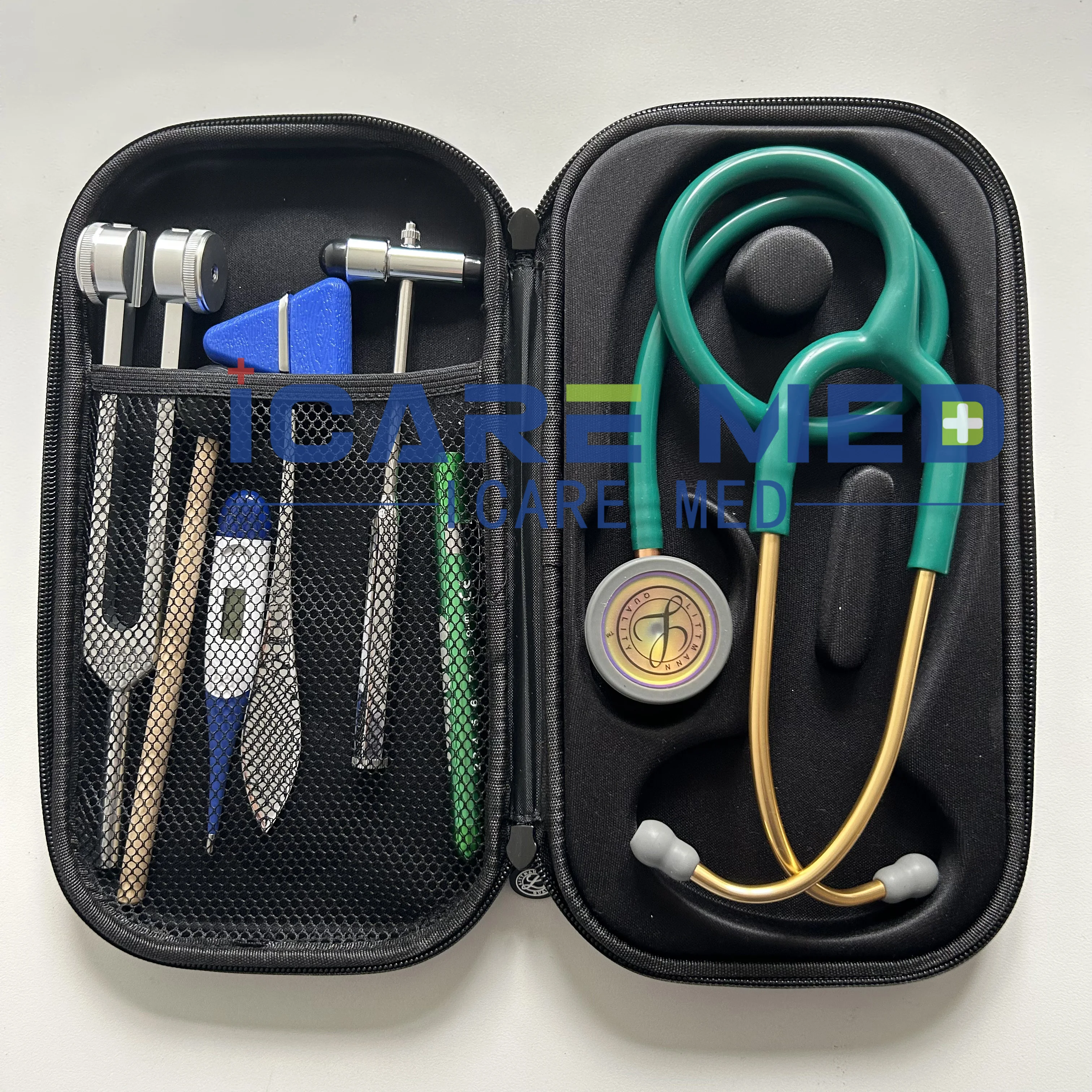 Medical Portable Stethoscope Otoscope tuning fork Kit Professional Ear ENT With EVA Bag For Medical Student