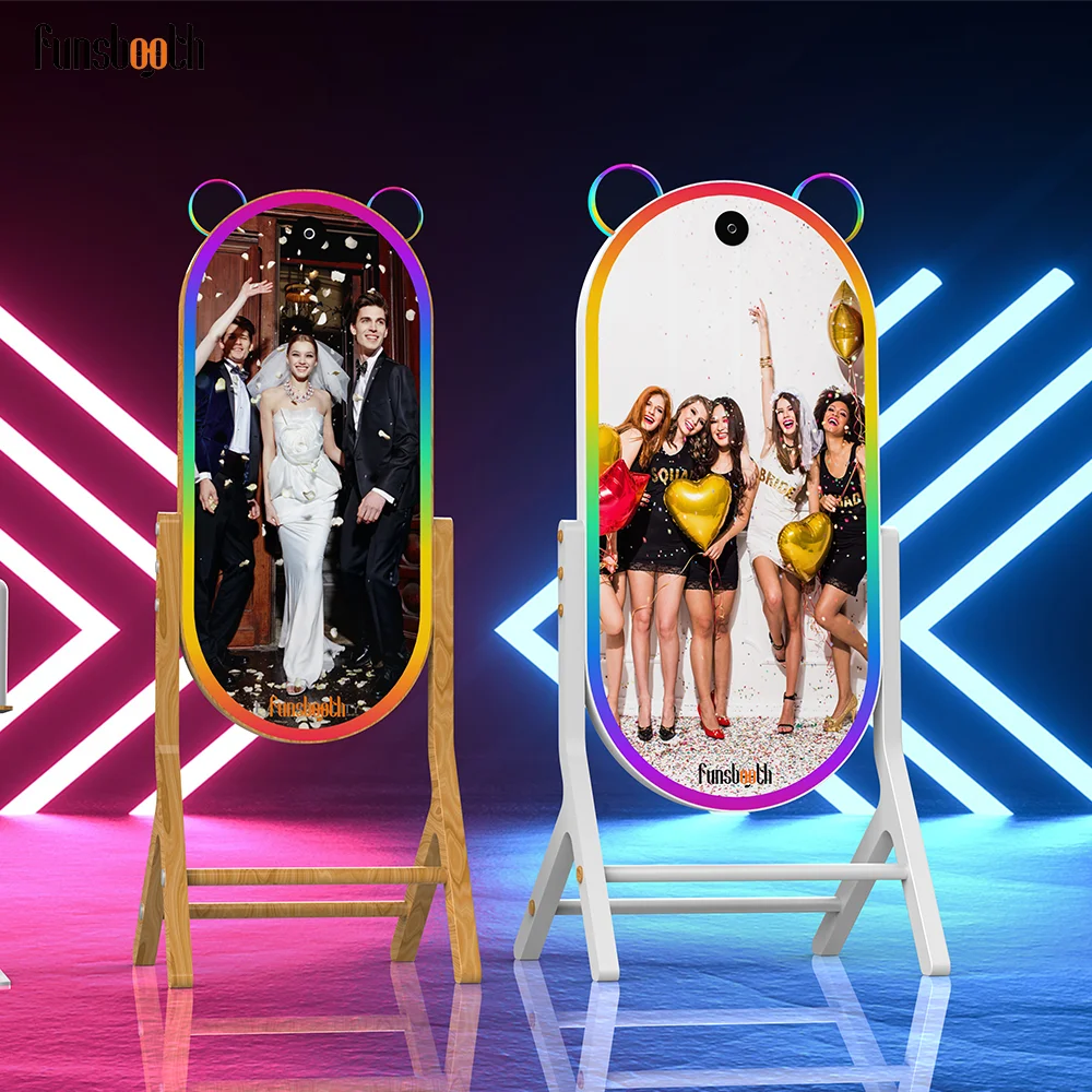 Supplier Custom 70 Inch Selfie Oval Mirror-photo-booth Magic Mirror Platform Self Service Photo Booth With Built-in Camera