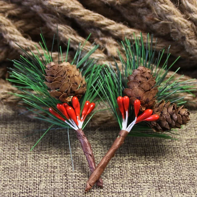 DIY Handmade Creative Packaging Gift Box Accessories Artificial Christmas pine needles mini christmas pine needle accessories