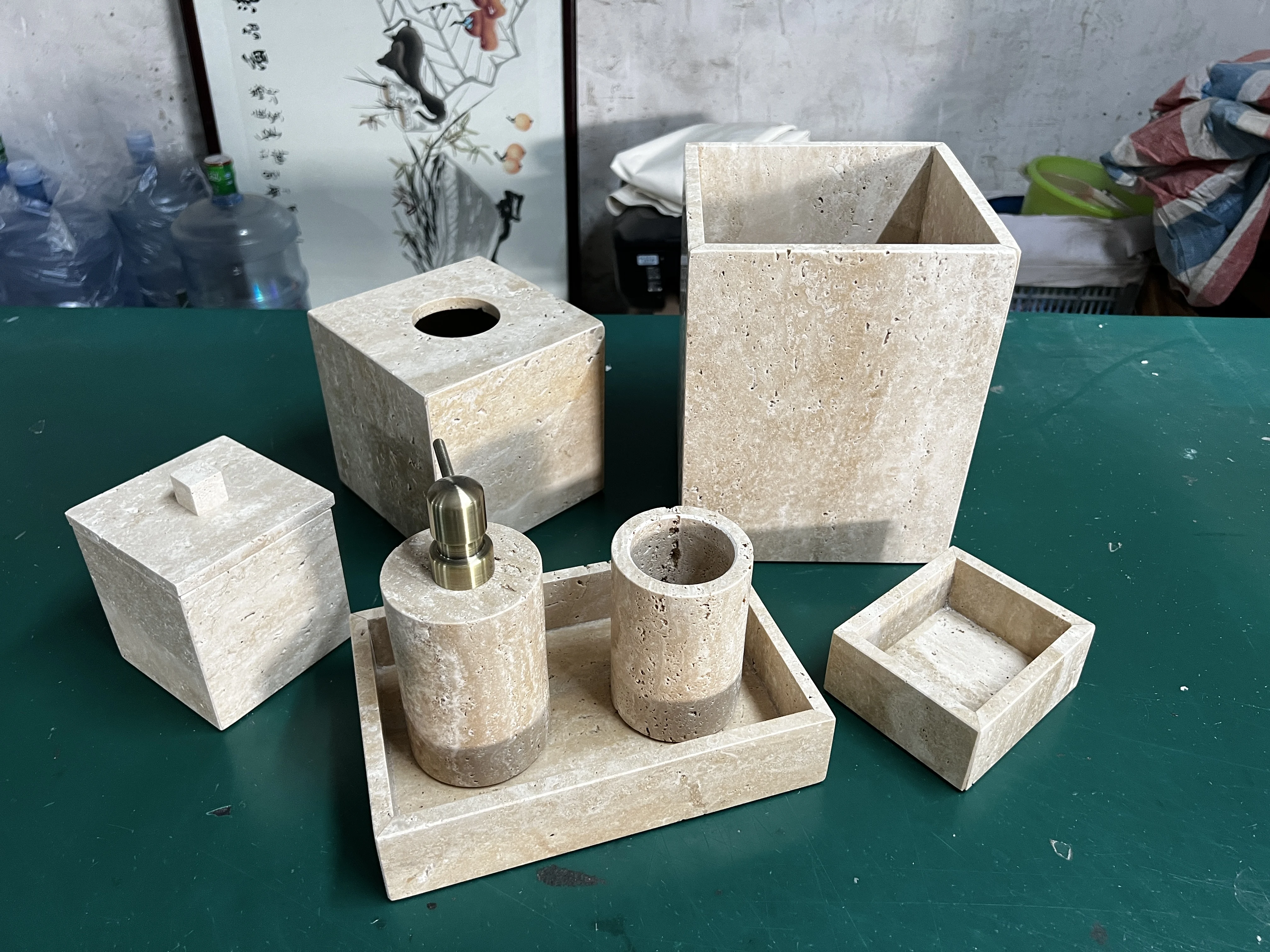 Bathroom Luxury Accessories Set Marble Stone Bathroom Accessories