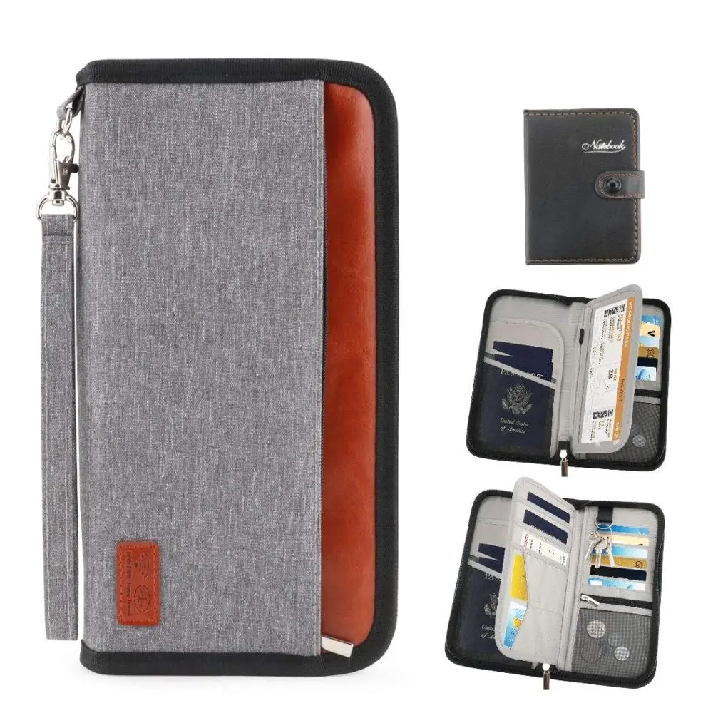 2020 fashionable Family Passport Holder RFID Blocking card Case zipper closure passport folder