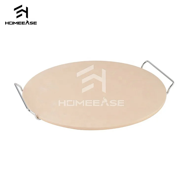 Hot selling supplies wholesale pizza baking peel heat resistance classic round cordierite pizza oven stone