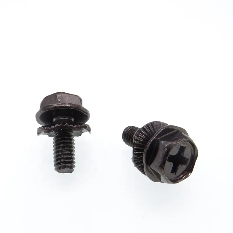 KINGTOWER Customization Fastener Terminal Block Screw With Washer Cross Slotted Pan Head Combination Screw