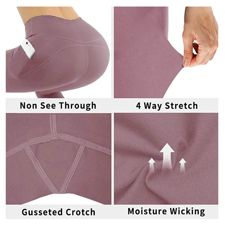
Simple design pocket yoga pants, quick dry fitness yoga leggings, workout leggings with pocket for women 