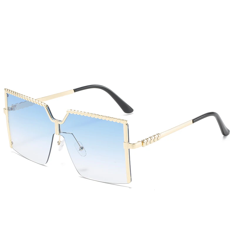 Fashion rimless one-piece sunglasses female cross-border colorful ocean piece gradient color sunglasses trend beach glasses