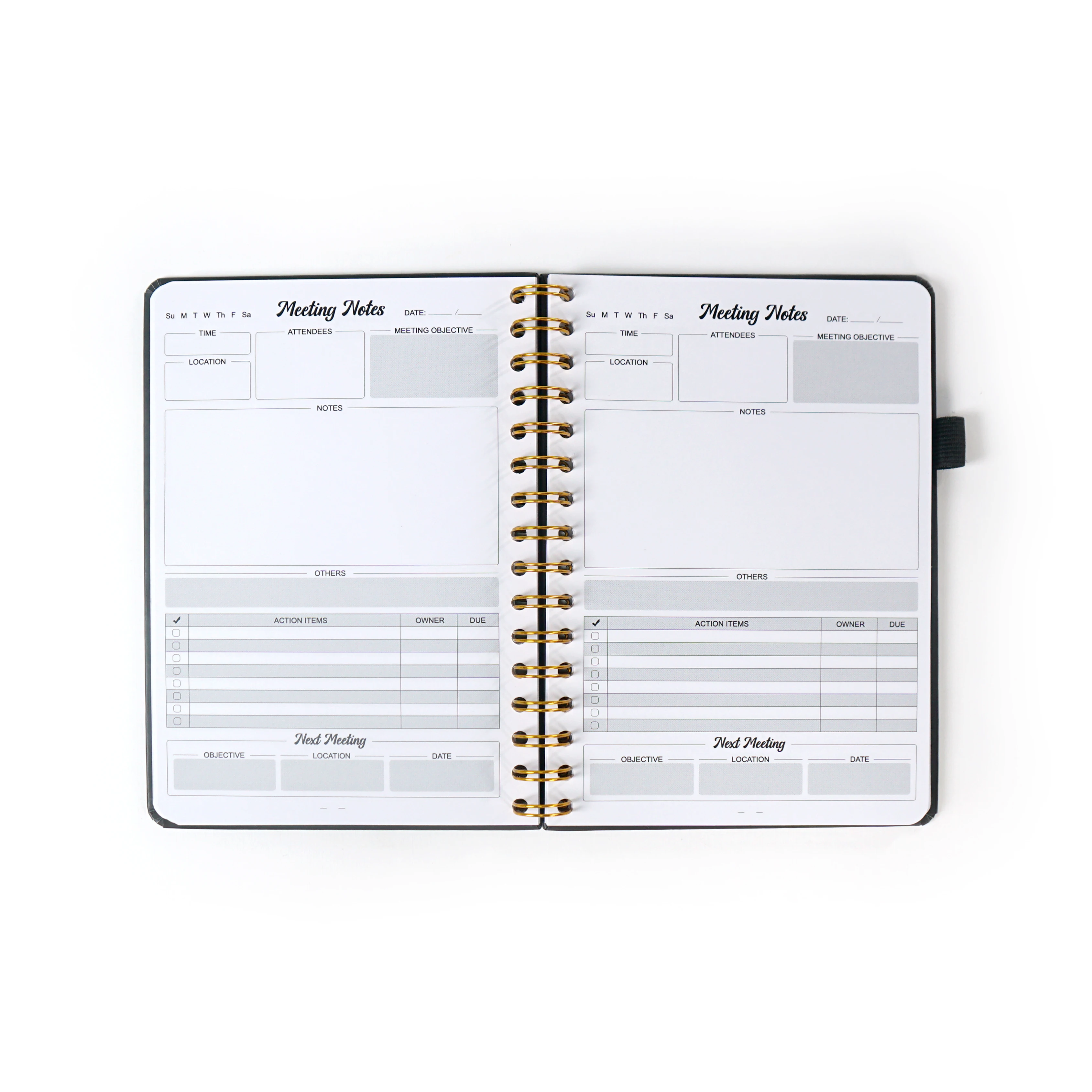 Custom Printing Business Meeting Planner Office Supplies Goal Undated Workbook Diary Daily Weekly Black Notebook Journal