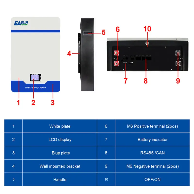 Easun Power Lithium Battery Lifepo4 48v 51.2v 100Ah 200Ah 300Ah Wall-mounted BMS Parallel Powerwall 5kwh 10kwh 15kwh Gel Battery