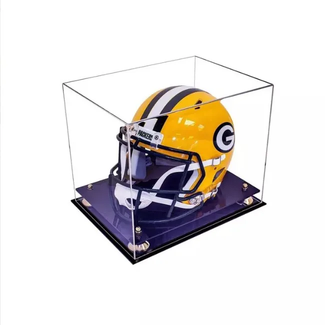 Factory customized acrylic helmet display case  with black base for garage kit,figure,toy or car model storage showcase