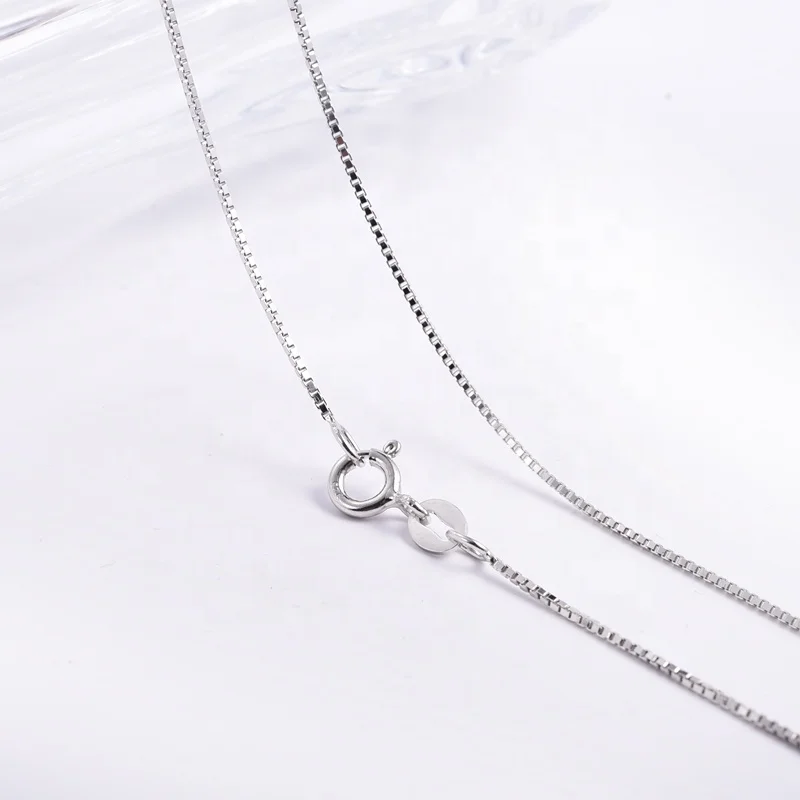 
SJ-CH001 Rhodium Plated 925 Sterling Silver 18 Inch Box Chain Pendant Necklace Chain For Jewelry Making 