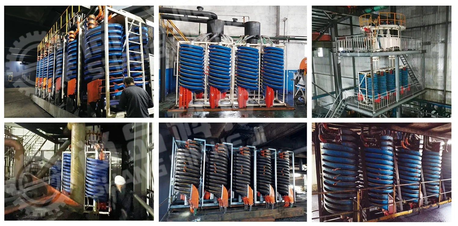 FRP Spiral Chute Separators Mining Chromite/Gold/Coal Lightweight High Strength Corrosion Resistance Gravity Separation