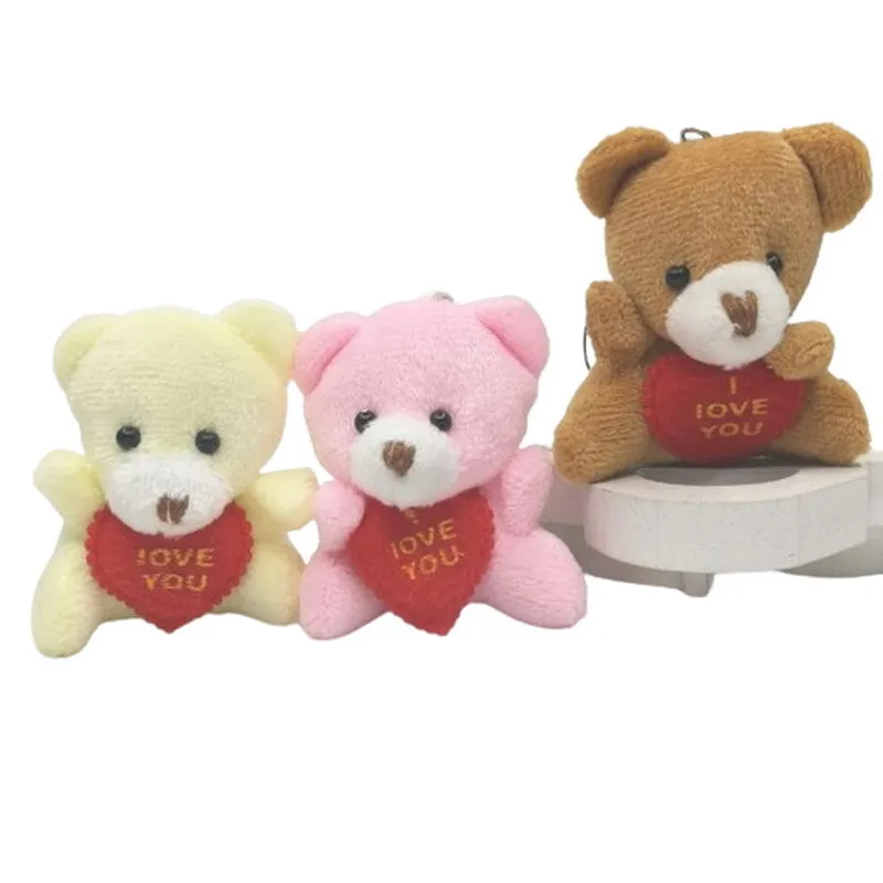 cheap price 6CM small plush teddy bear with read heart cute valentine stuffed teddy bear plush toy