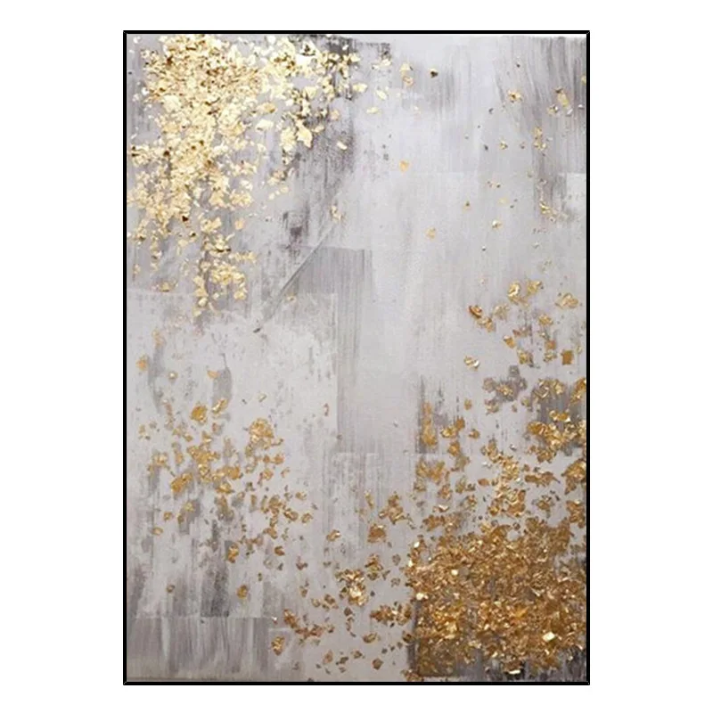 Pure hand-painted oil painting abstract gold leaf entrance decorative painting modern Nordic light luxury living room