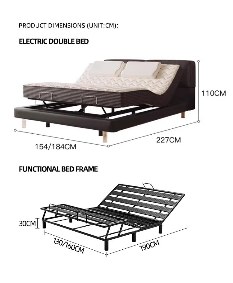 European smart electric bed and mattress set Modern adjustable beds furniture factory supply customized smart bed