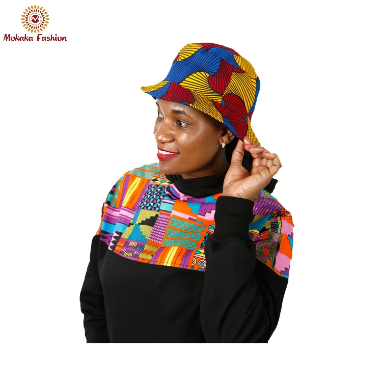 2021 New Ankara Stock colors Ladies Beach  Sunny Hat African print hat accessories wholesale bucket hats