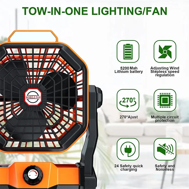Portable 10 Inch Mini Led Light Tent 5200Mah Battery Fan Outdoors Lithium Ion Camping Light Fans