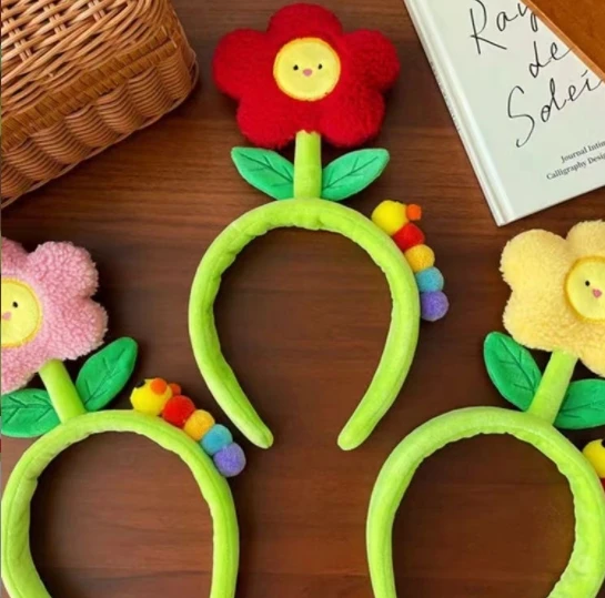 New cartoon cute headband tulip super cute plant face wash hair clip