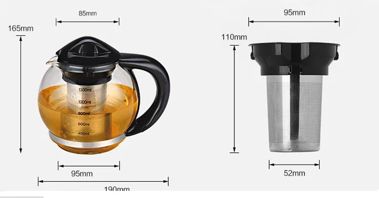 Good price stainless steel filter heat-resistant glass teapots tea kettle