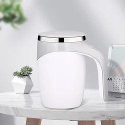 wholesale double wall stainless steel automatic Mixer Cup mug magnetic coffee with handle lid